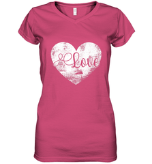 Love Valentines Day Heart Vintage Gift For Men Women Women's V-Neck T-Shirt Women's V-Neck T-Shirt - HHHstores