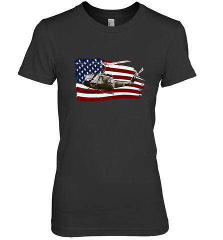 UH 1 UH1 Huey Helicopter T shirt American Flag usa Women's Premium T-Shirt Women's Premium T-Shirt / Black / XS Women's Premium T-Shirt - HHHstores