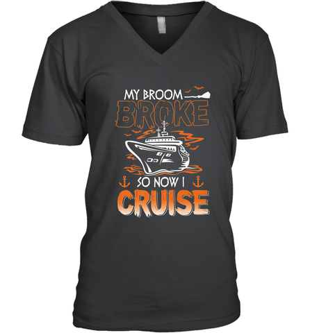 My Broom Broke So Now I Cruise Halloween Cruising Men's V-Neck Men's V-Neck / Black / S Men's V-Neck - HHHstores