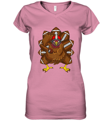 Cool Turkey Football Feathers Funny Thanksgiving Sports Women's V-Neck T-Shirt Women's V-Neck T-Shirt - HHHstores