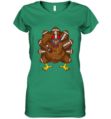 Cool Turkey Football Feathers Funny Thanksgiving Sports Women's V-Neck T-Shirt Women's V-Neck T-Shirt - HHHstores