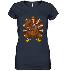 Cool Turkey Football Feathers Funny Thanksgiving Sports Women's V-Neck T-Shirt Women's V-Neck T-Shirt - HHHstores