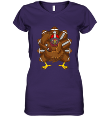 Cool Turkey Football Feathers Funny Thanksgiving Sports Women's V-Neck T-Shirt Women's V-Neck T-Shirt - HHHstores