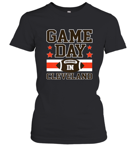 NFL Cleveland Game Day Football Home Team Colors Women's T-Shirt Women's T-Shirt / Black / S Women's T-Shirt - HHHstores