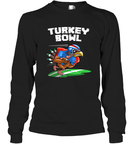 Cool Turkey Bowl _ Funny Thanksgiving Football Player Gift Long Sleeve T-Shirt Long Sleeve T-Shirt / Black / S Long Sleeve T-Shirt - HHHstores