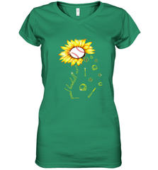 Baseball Proud Sunflower Women's V-Neck T-Shirt Women's V-Neck T-Shirt - HHHstores