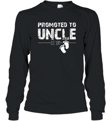 Mens Funny Christmas Gift Promoted To Uncle Est 2019 Fathers Day Long Sleeve T-Shirt