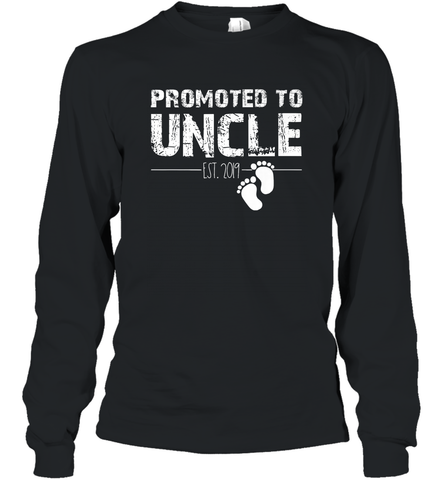 Mens Funny Christmas Gift Promoted To Uncle Est 2019 Fathers Day Long Sleeve T-Shirt Long Sleeve T-Shirt / Black / S Long Sleeve T-Shirt - HHHstores