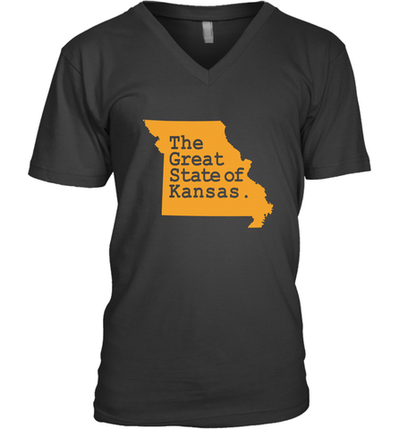 The Great State Of Kansas Men's V-Neck Men's V-Neck / Black / S Men's V-Neck - HHHstores