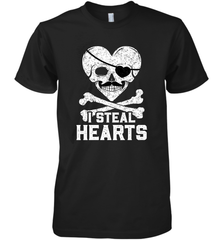 I Steal Hearts Valentine's Day Pirate Skull Art Graphics Men's Premium T-Shirt Men's Premium T-Shirt - HHHstores