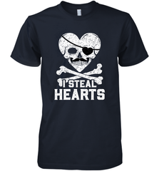 I Steal Hearts Valentine's Day Pirate Skull Art Graphics Men's Premium T-Shirt Men's Premium T-Shirt - HHHstores