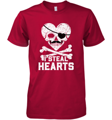 I Steal Hearts Valentine's Day Pirate Skull Art Graphics Men's Premium T-Shirt Men's Premium T-Shirt - HHHstores