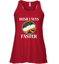 Irish I Was Faster Funny Running St Patricks Day Women's Racerback Tank