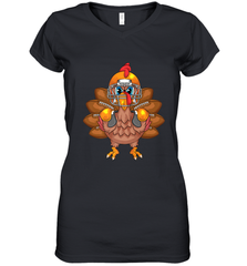 Cool Turkey Football Feathers Funny Thanksgiving Sports Gift Women's V-Neck T-Shirt Women's V-Neck T-Shirt - HHHstores