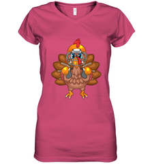 Cool Turkey Football Feathers Funny Thanksgiving Sports Gift Women's V-Neck T-Shirt Women's V-Neck T-Shirt - HHHstores