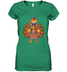 Cool Turkey Football Feathers Funny Thanksgiving Sports Gift Women's V-Neck T-Shirt Women's V-Neck T-Shirt - HHHstores