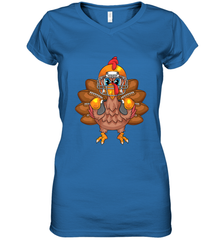 Cool Turkey Football Feathers Funny Thanksgiving Sports Gift Women's V-Neck T-Shirt Women's V-Neck T-Shirt - HHHstores