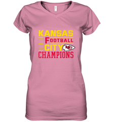 Kansas City Football Champions Vintage KC Distressed Gift Women's V-Neck T-Shirt Women's V-Neck T-Shirt - HHHstores