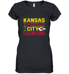 Kansas City Football Champions Vintage KC Distressed Gift Women's V-Neck T-Shirt Women's V-Neck T-Shirt - HHHstores