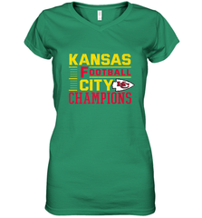 Kansas City Football Champions Vintage KC Distressed Gift Women's V-Neck T-Shirt Women's V-Neck T-Shirt - HHHstores