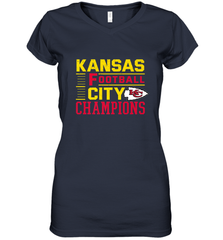 Kansas City Football Champions Vintage KC Distressed Gift Women's V-Neck T-Shirt Women's V-Neck T-Shirt - HHHstores