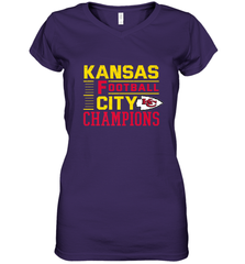 Kansas City Football Champions Vintage KC Distressed Gift Women's V-Neck T-Shirt Women's V-Neck T-Shirt - HHHstores