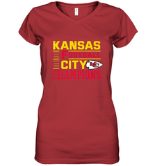 Kansas City Football Champions Vintage KC Distressed Gift Women's V-Neck T-Shirt Women's V-Neck T-Shirt - HHHstores