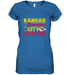 Kansas City Football Champions Vintage KC Distressed Gift Women's V-Neck T-Shirt Women's V-Neck T-Shirt - HHHstores
