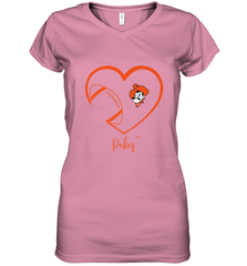 Oklahoma State Cowboys Football Inside Heart  Team Women's V-Neck T-Shirt Women's V-Neck T-Shirt - HHHstores