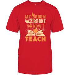 My Broom Broke So Now I Teach Funny Halloween Teacher Gift Men's T-Shirt Men's T-Shirt - HHHstores