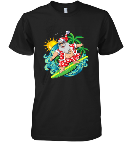 Christmas in July Santa Claus Hawaiian Surfing Gift Surf Men's Premium T-Shirt Men's Premium T-Shirt / Black / XS Men's Premium T-Shirt - HHHstores