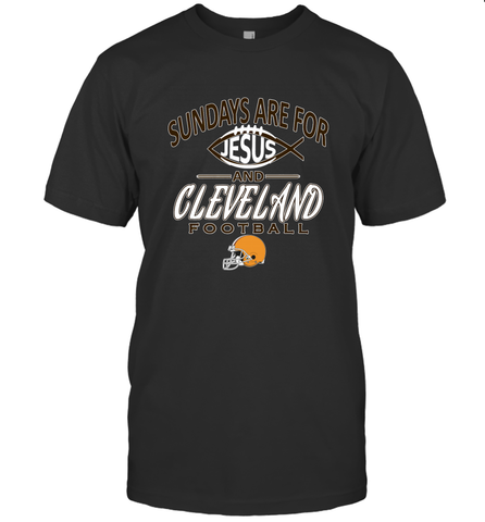 Sundays Are For Jesus and Cleveland Funny Christian Football Men's T-Shirt