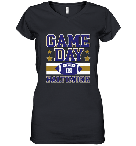 NFL Baltimore MD. Game Day Football Home Team Women's V-Neck T-Shirt Women's V-Neck T-Shirt / Black / S Women's V-Neck T-Shirt - HHHstores