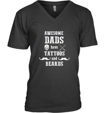 Awesome dads have tattoo and beards Happy Father's day Men's V-Neck Men's V-Neck / Black / S Men's V-Neck - HHHstores