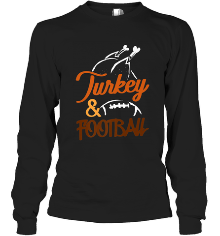 Turkey And Football Thanksgiving Day Football Fan Holiday Long Sleeve T-Shirt Long Sleeve T-Shirt / Black / S Long Sleeve T-Shirt - HHHstores