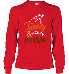 Turkey And Football Thanksgiving Day Football Fan Holiday Long Sleeve T-Shirt Long Sleeve T-Shirt - HHHstores