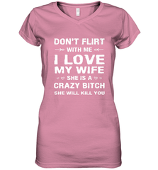 Don't Flirt With Me I Love Wife Valentine's Day Husband Gift Women's V-Neck T-Shirt Women's V-Neck T-Shirt - HHHstores