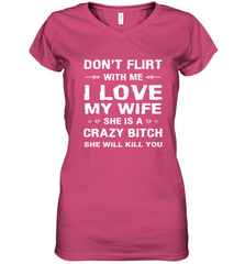 Don't Flirt With Me I Love Wife Valentine's Day Husband Gift Women's V-Neck T-Shirt Women's V-Neck T-Shirt - HHHstores