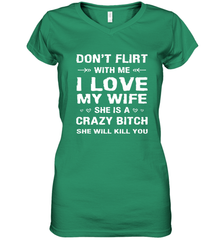 Don't Flirt With Me I Love Wife Valentine's Day Husband Gift Women's V-Neck T-Shirt Women's V-Neck T-Shirt - HHHstores