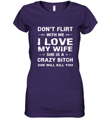 Don't Flirt With Me I Love Wife Valentine's Day Husband Gift Women's V-Neck T-Shirt Women's V-Neck T-Shirt - HHHstores
