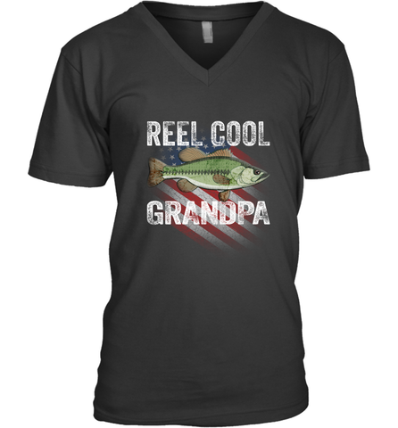 REEL COOL GRANDPA Men's V-Neck Men's V-Neck / Black / S Men's V-Neck - HHHstores