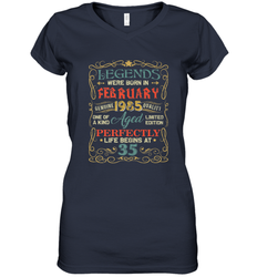 Legends Were Born In FEBRUARY 1985 35th Birthday Gifts Women's V-Neck T-Shirt