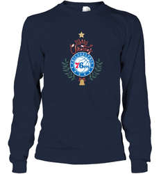 NBA Philadelphia 76ers Logo merry Christmas gilf Long Sleeve T-Shirt