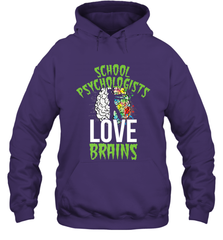School Psychologists Love Brains Halloween Teacher Hooded Sweatshirt Hooded Sweatshirt - HHHstores