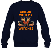 Cool Chillin With My Witches Halloween Costume Crewneck Sweatshirt Crewneck Sweatshirt - HHHstores