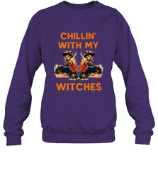 Cool Chillin With My Witches Halloween Costume Crewneck Sweatshirt Crewneck Sweatshirt - HHHstores