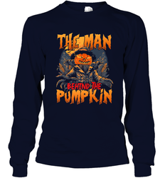 Mens Halloween Fun Dad The Man Behind Pumpkin Gift Long Sleeve T-Shirt