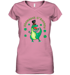 T Rex Dinosaur St. Patrick's Day Irish Funny Women's V-Neck T-Shirt Women's V-Neck T-Shirt - HHHstores