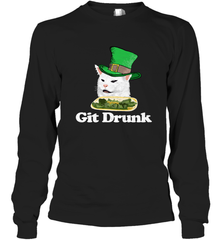 Git Drunk Funny Arguing Cat Meme St Patricks Day Long Sleeve T-Shirt Long Sleeve T-Shirt - HHHstores