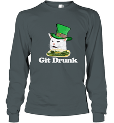 Git Drunk Funny Arguing Cat Meme St Patricks Day Long Sleeve T-Shirt Long Sleeve T-Shirt - HHHstores